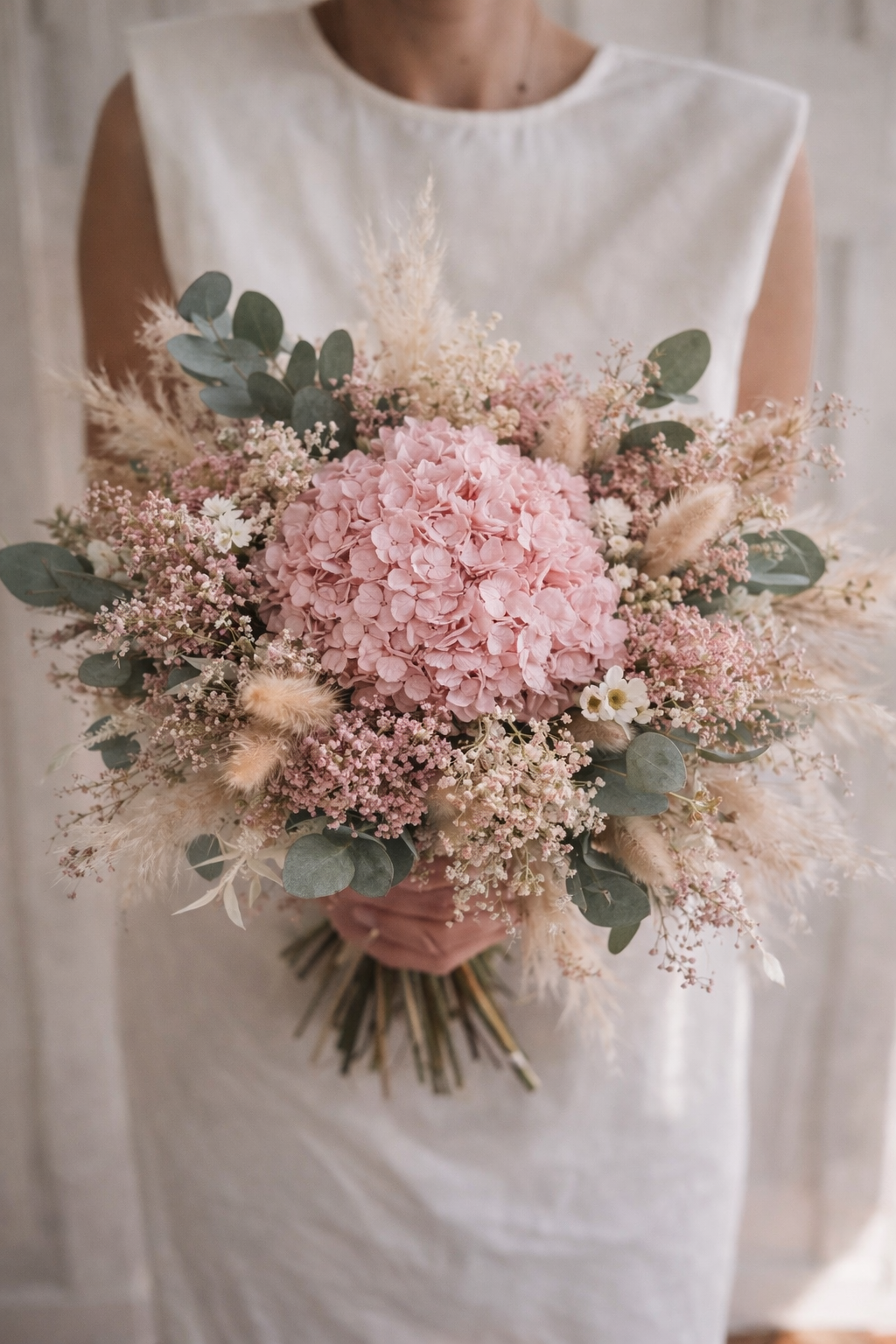 Bouquet de fleurs séchées, Tendresse Rosée